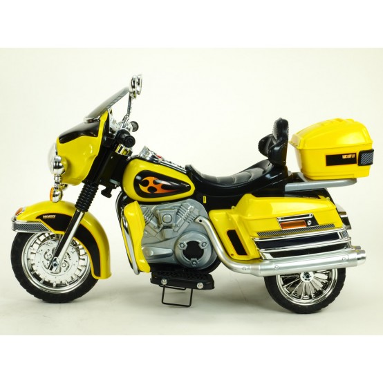 Cestovní motorka Mostly Goldwing se dvěma motory, MP3, voltmetr, 12V, ŽLUTÁ
